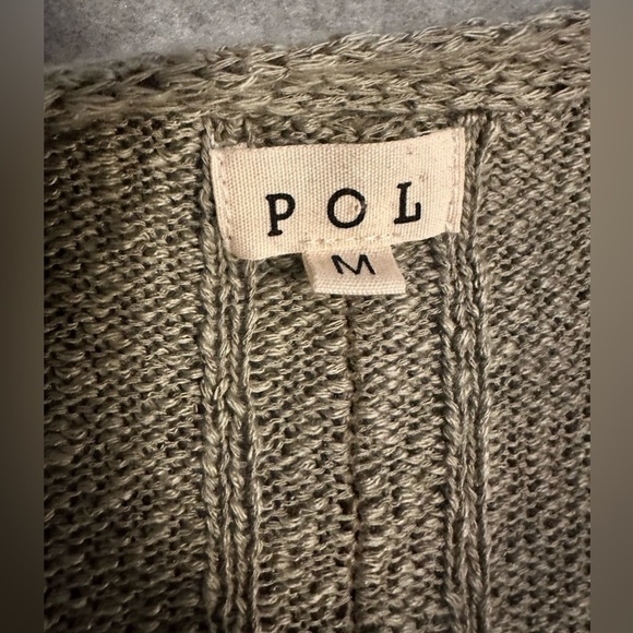 POL Hear Me Out sage semi cropped ribbed cardigan size M - Picture 5 of 9